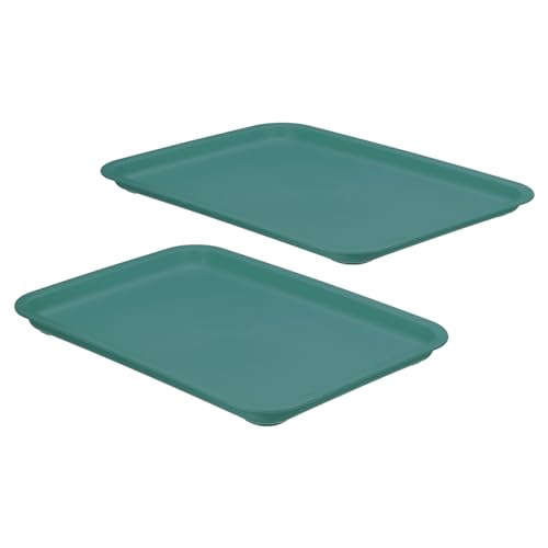 PATIKIL 12x9 Rápida Comida Bandeja, 2 Paquete Plástico Reutilizable Multiuso Rectángulo Servicio Bandeja para Cafetería Restaurante Casa Cocina, Oscuro Azul