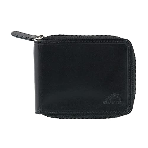 Mancini Mens Leather RFID Secure Zip Around Wallet