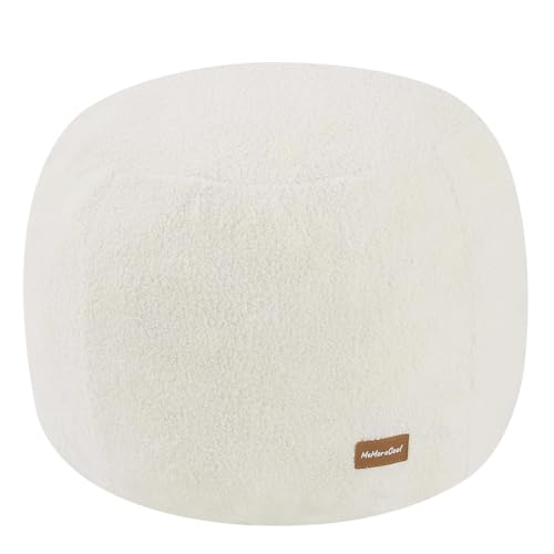 MeMoreCool Round Pouf Ottoman Foot Rest, 20x15 Inch Foam Footstool, Beige by MeMoreCool - Used condition - US$30.38