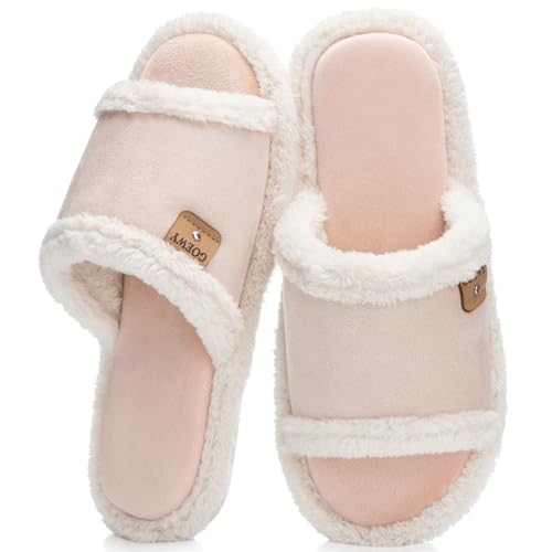 Image of GOEWY Cross Band Slippers for Women with Cozy Memory Foam Machine Washable