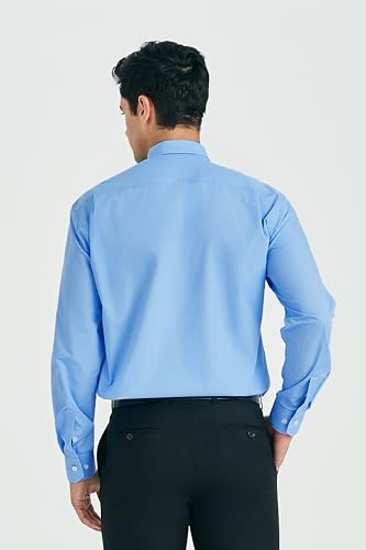 Image of HISDERN Mens Dress Shirt with Tie Pocket Square Set Classic Button Down Shirt Matching Tie Long Sleeve Shirts