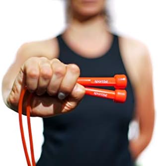 SPORTBIT Jump Rope Red - Jump Trainer - Adjustable - for Speed Skipping - with Bag & Excercise e-Book