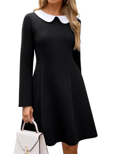 YATHON Goth Black and White Dress for Women Funeral Long