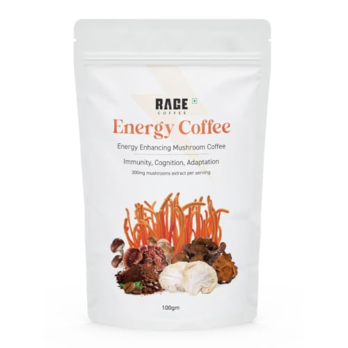 Rage Coffee Energy Coffee Powder For Men & Women – 100g | Energy Enhancing Mushroom Coffee | 100% Pure Coffee & Cordyceps Extract Helps Boost Energy For Rs. 199