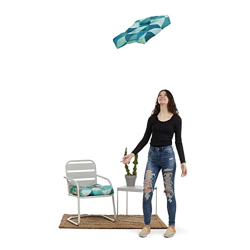 Duck Covers Water-Resistant 19 X 19 X 5 Inch Indoor Outdoor Seat Cushions, Blue Lagoon Geo, 2-Pack, Outdoor Patio Cushions #TOP6