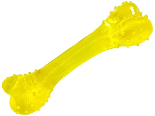 Natural Non Toxic Flexible Silicon Rubber Bone Long Lasting Indestructible Gum Massaging and Teething Chew Toy, for Small Medium Large Breed Puppy, Yellow,Small Rubber Bone(Color May Vary) (B0C6JBK3D4) Amazon Price History, Amazon Price Tracker