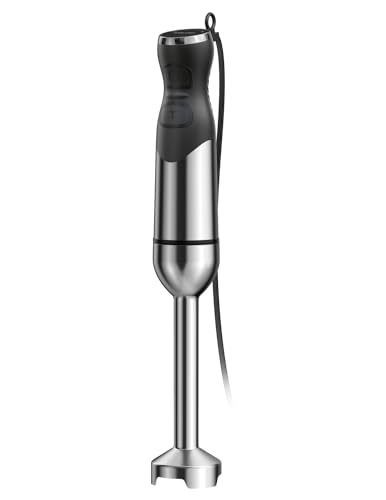 Subry Chefy Batidora de inmersión de mano potente de 1000 W, 25 velocidades, acero inoxidable, mezclador de mano con cable con motor sin escobillas de cobre resistente y caja de regalo