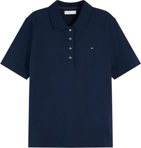 Tommy Hilfiger Damen Poloshirt Kurzarm 1985 Pique Regular Fit, Blau (Dark Blue), 1XL – Ansicht 6