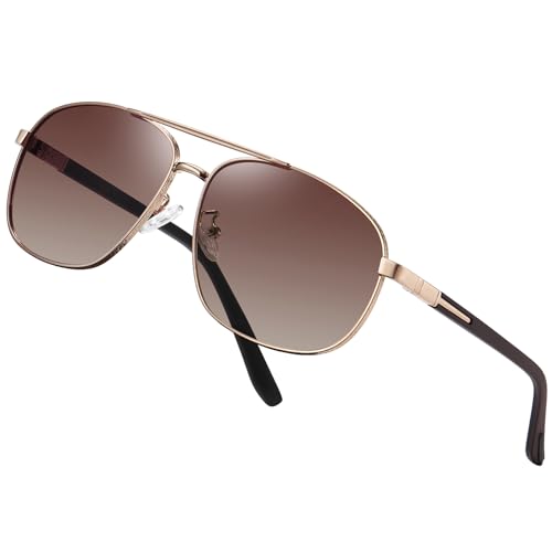 KIOYTLIK Trendy Polarized Aviator Sunglasses for Men Classic Sunglasses, UV400 Protection Mirror Lens, Fashion Vintage