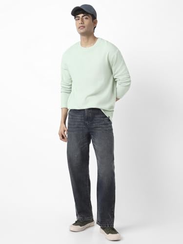 Image of Urbano Fashion Men's Textured Round Neck Oversized Full Sleeve Cotton T-Shirt