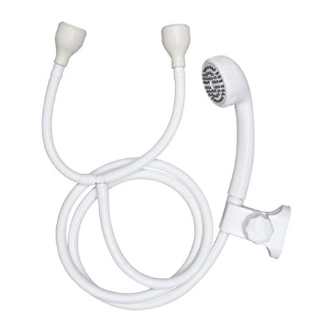 AQS INTERNATIONAL Chrome/Rubber Shower Head & Hose Push On Tap Bath Connector Hose Bathroom Pipe (Cancun Shower Spray Push Tap Connector) Cover