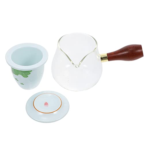 Angoily Tetera de Cristal con Filtro de Línea Tetera de Vidrio con Mango de Madera Mercancías del Té Mini- Oficina para… - Imagen 7