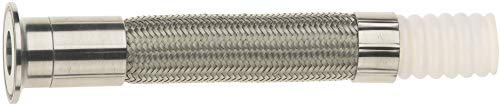 Dixon WOC-T24 PTFE Ss Braided White Open Pitch Convoluted Hose, Non Conductive, 700 psi, Length, 1.5" ID