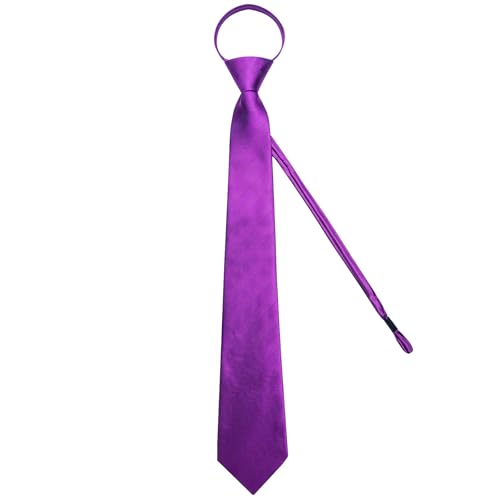 Image of DiBanGu Mens Zipper Ties Silk Adjustable Necktie Pocket Square