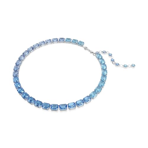 Swarovski Millenia Tennis Necklace, Octagon Cut, Color Gradient, Blue, Rhodium Finished2