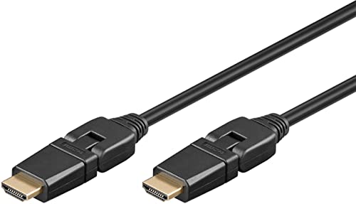 goobay 61292 High Speed HDMI 360° Kabel mit Ethernet/HDMI 360° Stecker Typ A/Drehbare HDMI Stecker/Bildschirmauflösung bis 4K@60Hz (Ultra HD 2160p) / Vergoldete Stecker / 5 Meter