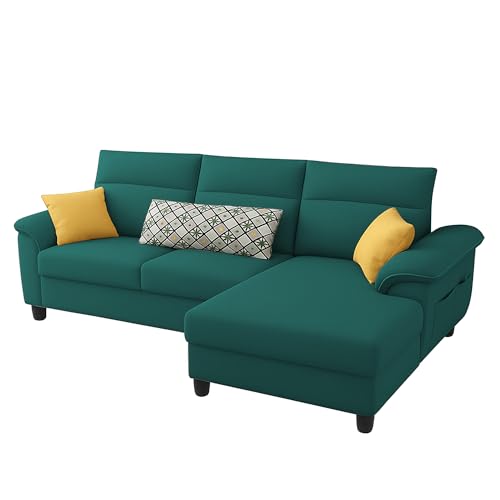 Image of Casaliving Seams RHS 4 Seater L Shape Sofa for Living Room (Pine Fabric) Premium Fabric Sofa