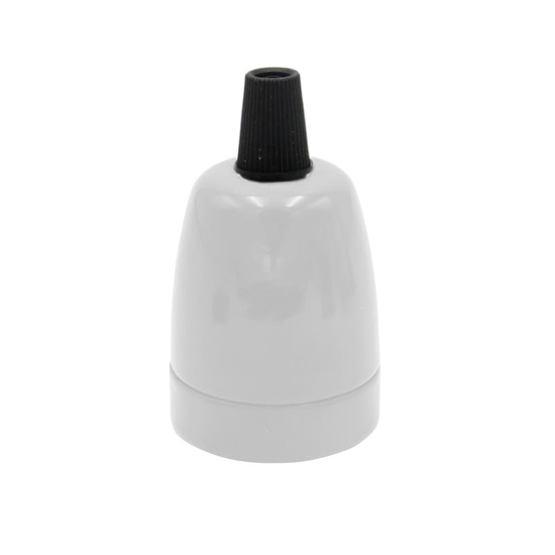 White Porcelain E27 Lamp Holder Ceramic Bulb Socket High Heat Resistant Fireproof Vintage Industrial Screw Style for Home Commercial Pendant Lighting