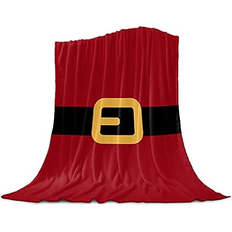 ALAGEO Christmas Throw Blanket Santa Belt Blanket Fleece Soft Lightweight Microfiber Bed Blanket Red Black Danta Coat Blanket for Couch Bed Sofa, Winter Holiday Decorations for Home 40" x 60" Cover
