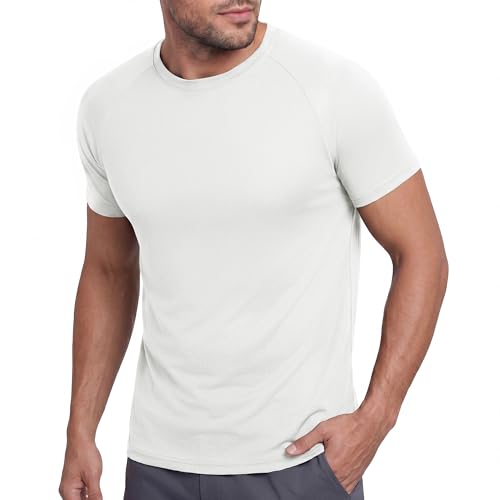 Image of BOOJO Workout Mens Shirts - Casual Black Quick Dry Moisture Wicking T-Shirts Crew Neck Short Sleeve for Gym Athletic Running
