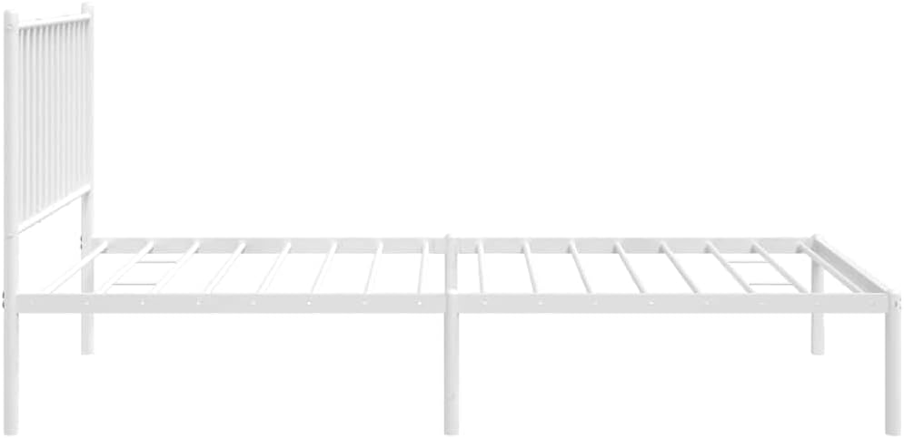 vidaXL 12-Inch White Metal Twin Bed Frame with Headboard, Heavy-Duty Construction with Under-Bed Storage for Modern Bedroom, No Box Spring Needed & Easy Assembly, No Mattress
