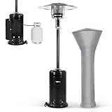 PAMAPIC 48000 Commercial Patio Heater with Cover 87-Inch, Black Propane Outdoor Heater