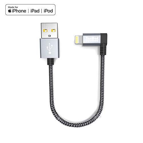 TecMad iPhone Cable Short [Apple MFi Certified] iPhone Cable Nylon Braided 90 Degree