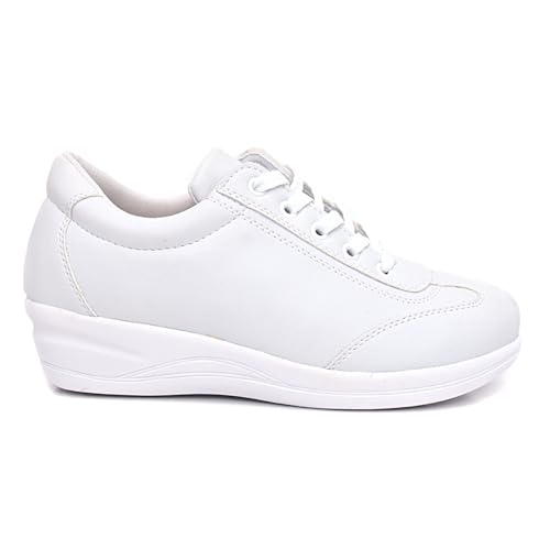 Tênis Feminino Anabela Ortopédico Macio E Confortável Para Dores Nos Pés (Branco, 39)