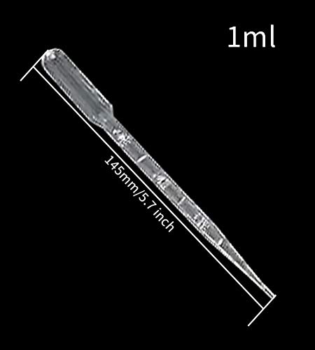 GLE2016 Clear White Plastic Liquid Dropper Pasteur Disposable Graduated Transfer Pipettes Pipetting (1ML(100 Pack))