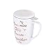 LOVECASA Taza de Te Porcelana, Mug, 400 ML, Infusión con Filtro y Tapa, Personalidad Regalo Diseño con Frases