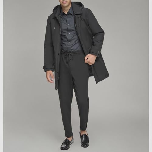 Image of Andrew Marc Men's Rain Jacket with Removable Hood and Back Vent