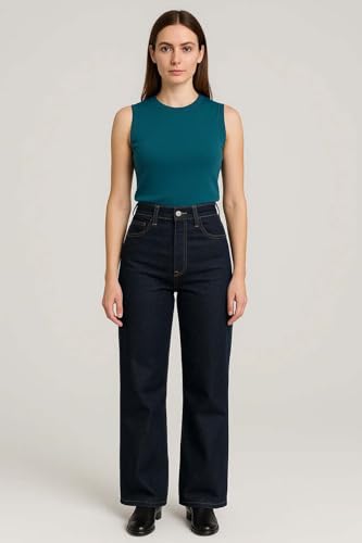 Image of KOTTY Women's Solid|Fit and Flared Fitting|Ankle Leg Style|High Rise|Stechable|Casual Jeans