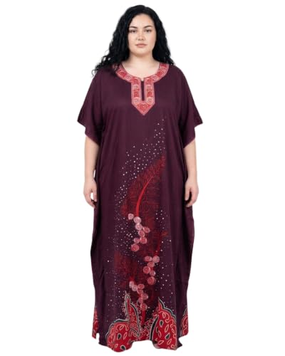 Image of Oussum Women Polyester Casual Long Plus Size Beach Caftan Cover Up Maxi Dress 1X-3X Summer Kaftan Dresses for Women