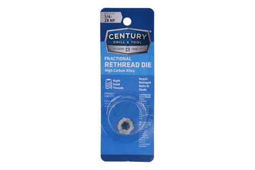 Image of Century Drill & Tool 92926 Fractional Right Hand Rethreading Die, 1 /4-28 NF | 7 /16 inch across flats, external thread cutting, thread restoration