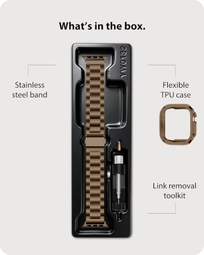 Image of Fullmosa Metal Band with Case for Apple Watch 49mm Ultra 3 2 1 | Stainless Steel Strap for Men Women Professional Office Golden Coffee