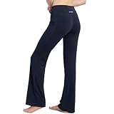 SYKROO Flared Yoga Pants for Women with Pocket - Wide Leg Yoga Leggings High Waisted, Cotton Causual Work Trousers Navy Blue XL