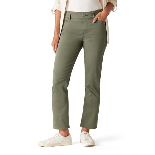 Levi Strauss Signature Women's Totally Shaping Ultimate Pull-On Ankle Straight Jean Mid-Rise Stretch Denim (Also Available in Plus), (New) Olive Night, 12 Regular