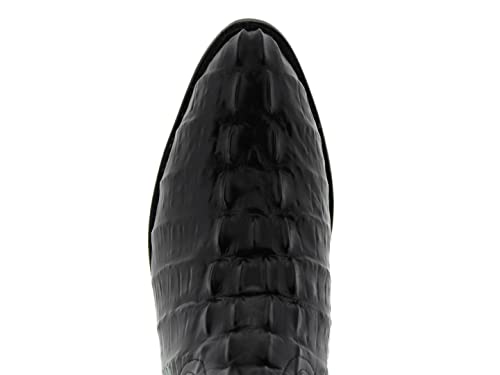 Mens Black Cowboy Western Boots Full Crocodile Tail Print Round Toe3