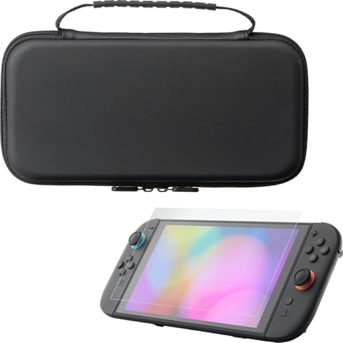 サンワダイレクト スイッチ２ 専用ケース ガラスフィルム/クロス付き ゲームカード9枚/microSDカード 2枚収納 ハードケース EVA素材 200-NSW014BK