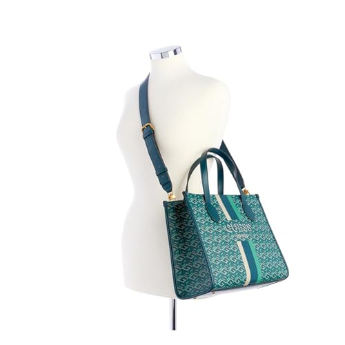 Image of GUESS Women's Green Printed Tote Bag| Ladies Purse Handbags | Gift For Ladies