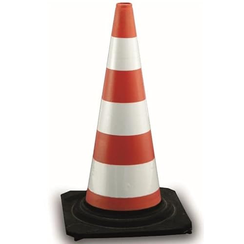 Cono in gomma altezza 50 cm con 3 fasce rifrangenti classe 1