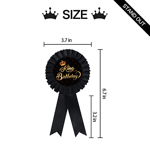 Innoru Satin Fabric King Birthday Tinplate Badge Pin, Boy Men Birthday Rosette Button Pins, Happy Birthday Dad Party Accessory Brooch Pin, Children Adults Party Decorations Black, Pack Of 1 #TOP1