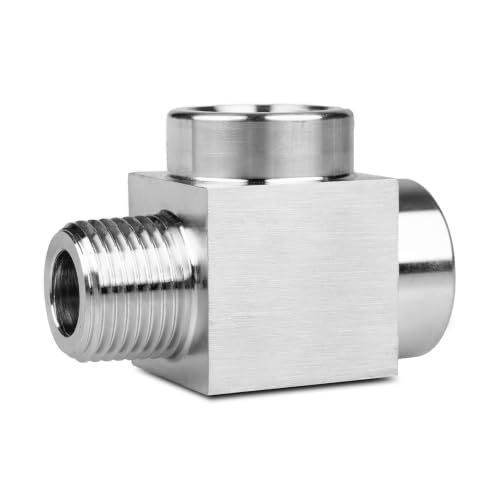 Shinyerpan 1/8 npt 1/4npt 3/8npt 1/2npt tee Fittings npt 1/8 tee Female to Male 3Way Connector Fabricate of 304 Stainless Steel. (NPT3/8 1 1)