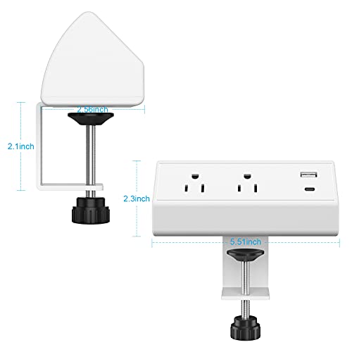 Power Strip With Usb,Power Strip 18W Usb-C Fast Charging Outlets For Conference Desk Power Outlets With Clamp Mount,800J Surge Protector #TOP3