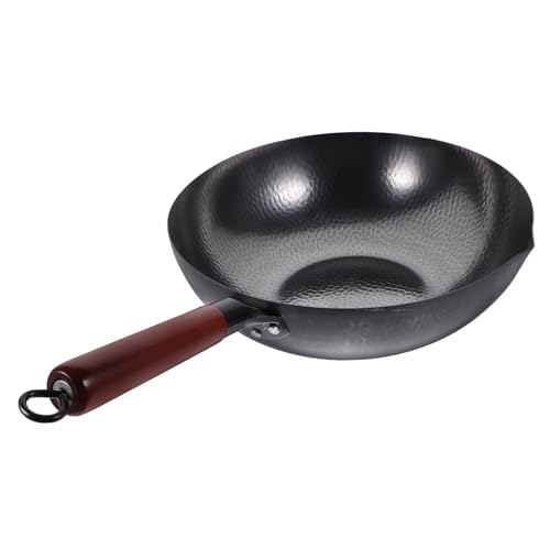 GRIRIW Poêle Wok Traditionnelle Nonstick Poêle De Cuisine Maison Idéale Pour Sauter Et Frire