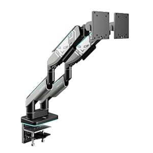 Diablo Monitorhalterung 2 Monitore RGB X-Arm Dual Einstellbarer Monitorarm Für 17–49″ Bildschirme LED-Beleuchtung VESA 75x75 100x100 2x20 Kg Tragkraft Kabelmanagement Klemme Durchführung Grau-Schwarz