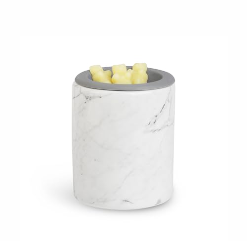 Happy Wax Marble Mini Mod Warmer for Scented Wax - Small Tabletop with Timer - Electric, Ceramic with Removable No Mess Silicone Dish