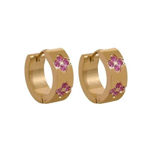 Boucles d'oreilles femmes pour trous sensibles rose vert rond anti-gêne