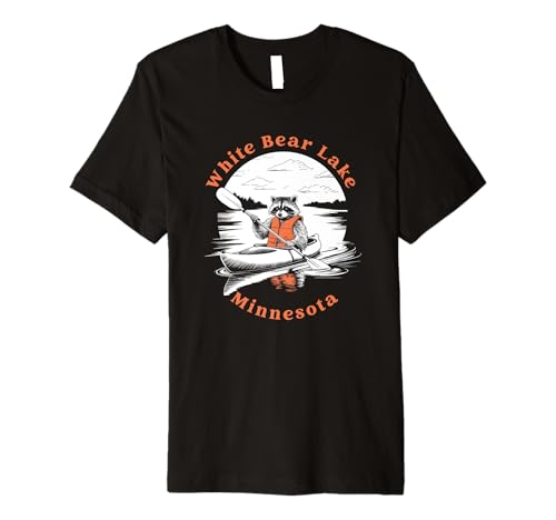 Retro White Bear Lake Minnesota Kayaking Raccoon T-Shirt
