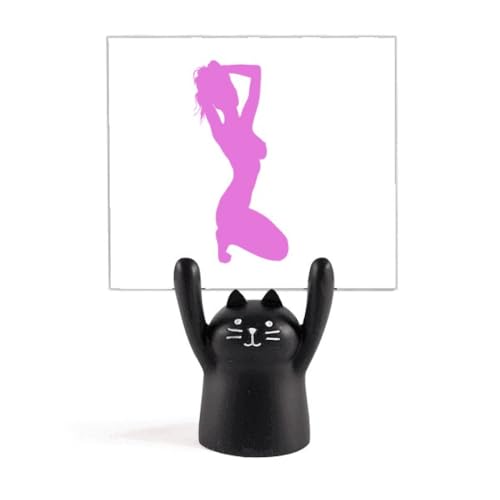 Support mémo chat noir pour femme avec silhouette fine épurée